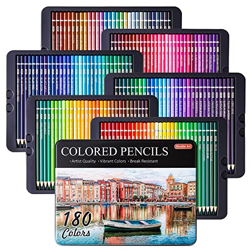 Shuttle Art 180 Colored Pencils, Soft Core Coloring Pencils Set with 4  Sharpeners, Professional Color Pencils for Artists Kids Adults Coloring  Sketching and Drawing
